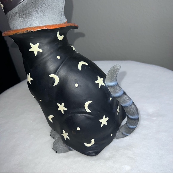 Halloween Cat Wizard Witch Cape Glitter Moon Star Decor Trick or Treat Spooky - Picture 8 of 10